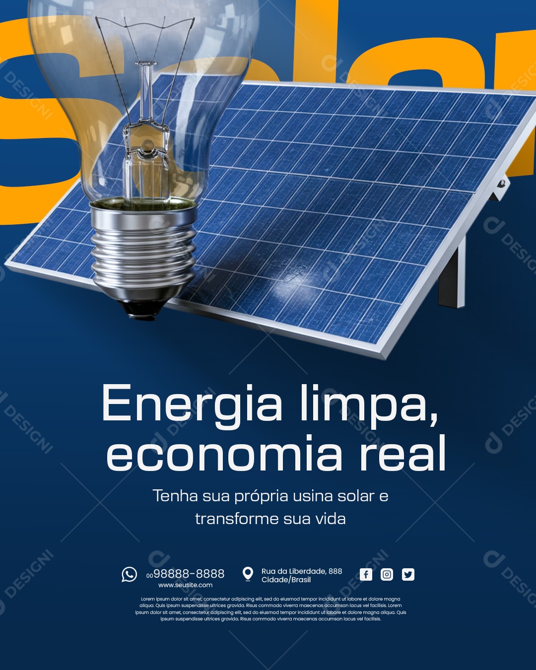 Energia Solar Mais Energia para Bombear Social Media PSD Editável