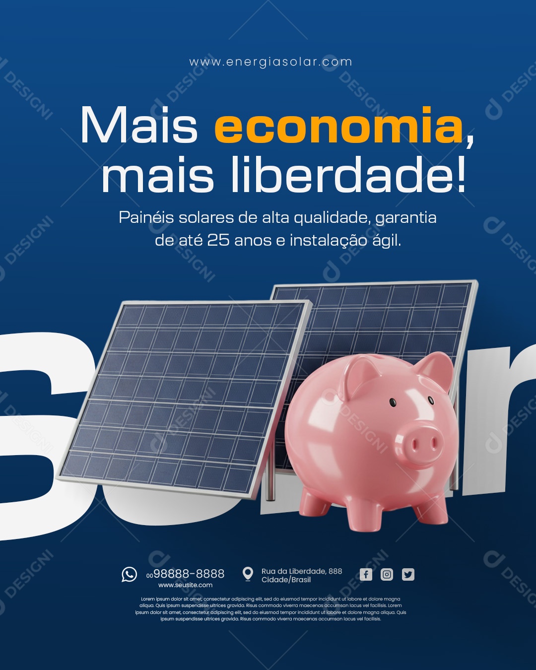 Energia Solar Mais Energia para Bombear Social Media PSD Editável