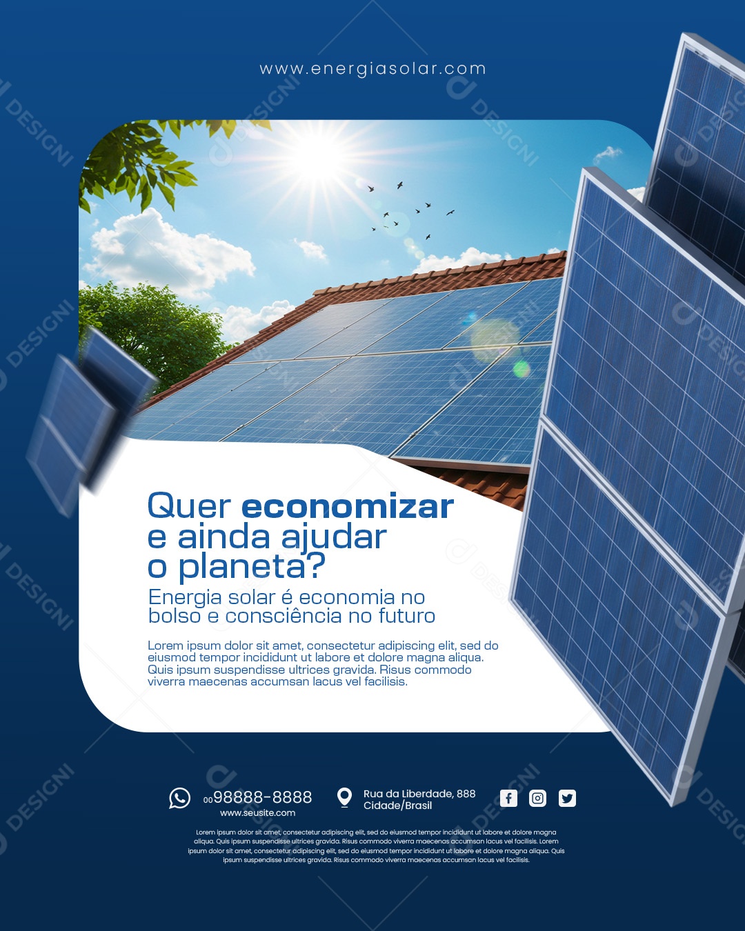 Energia Solar Mais Energia para Bombear Social Media PSD Editável
