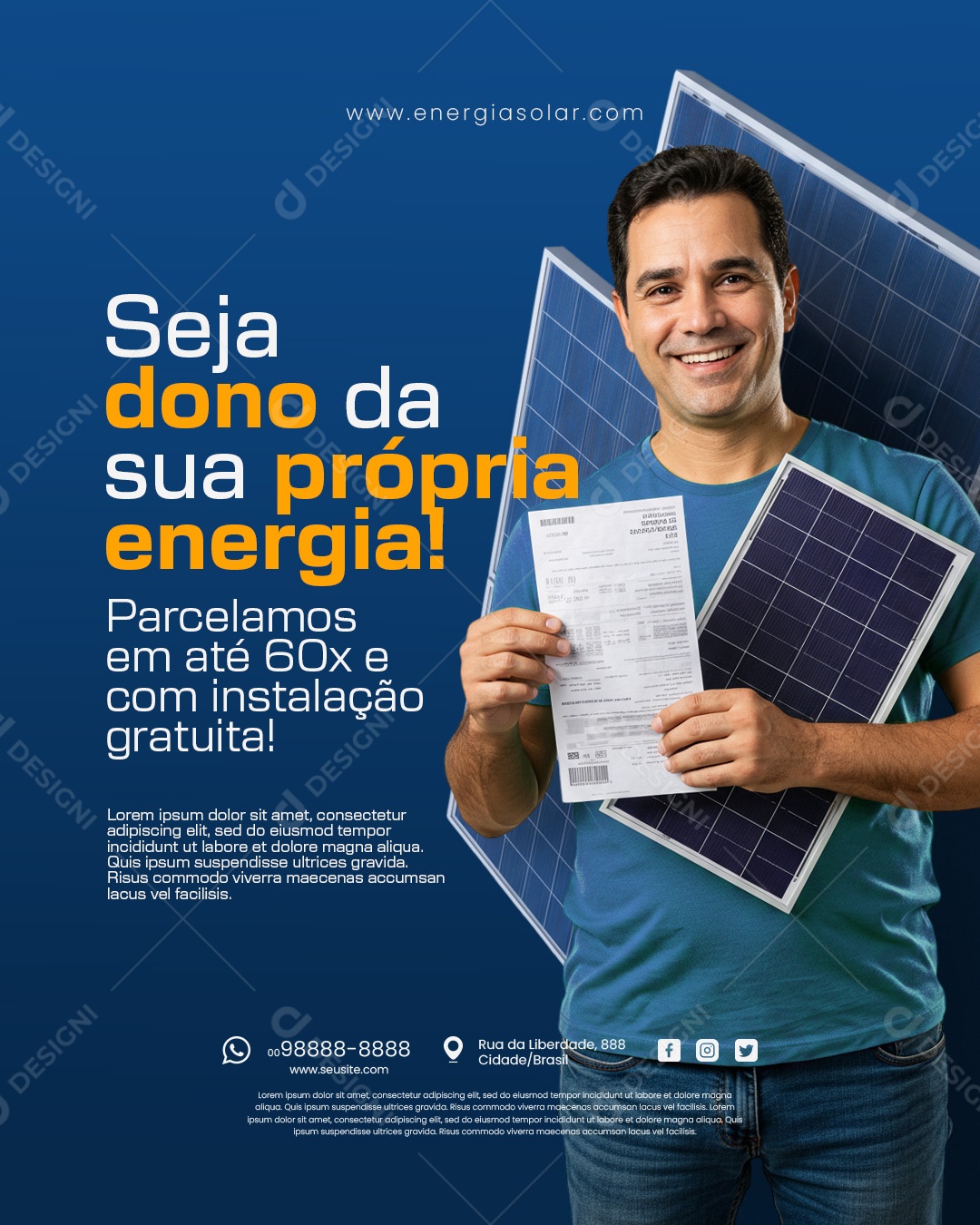 Energia Solar Mais Energia para Bombear Social Media PSD Editável
