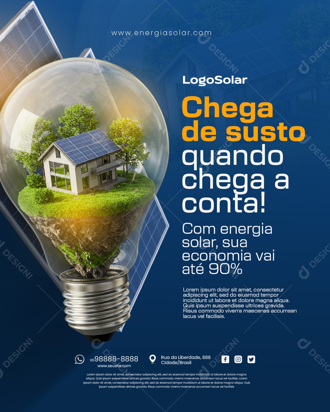 Energia Solar Mais Energia para Bombear Social Media PSD Editável