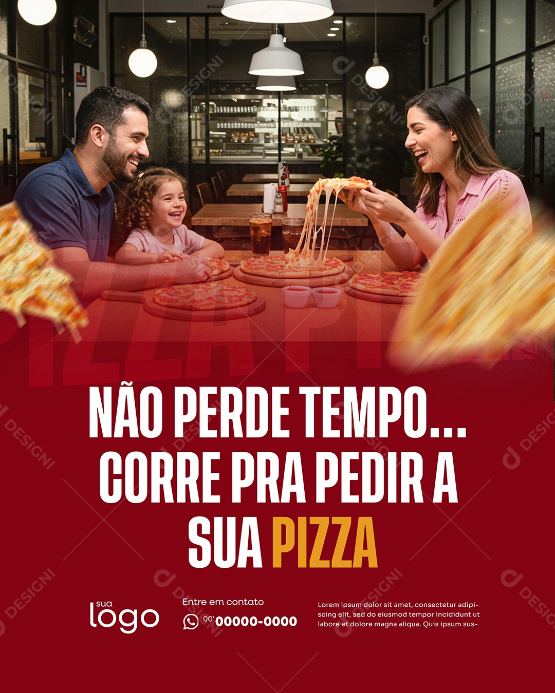Hoje é Dia de Pizza Pizzaria Social Media PSD Editável