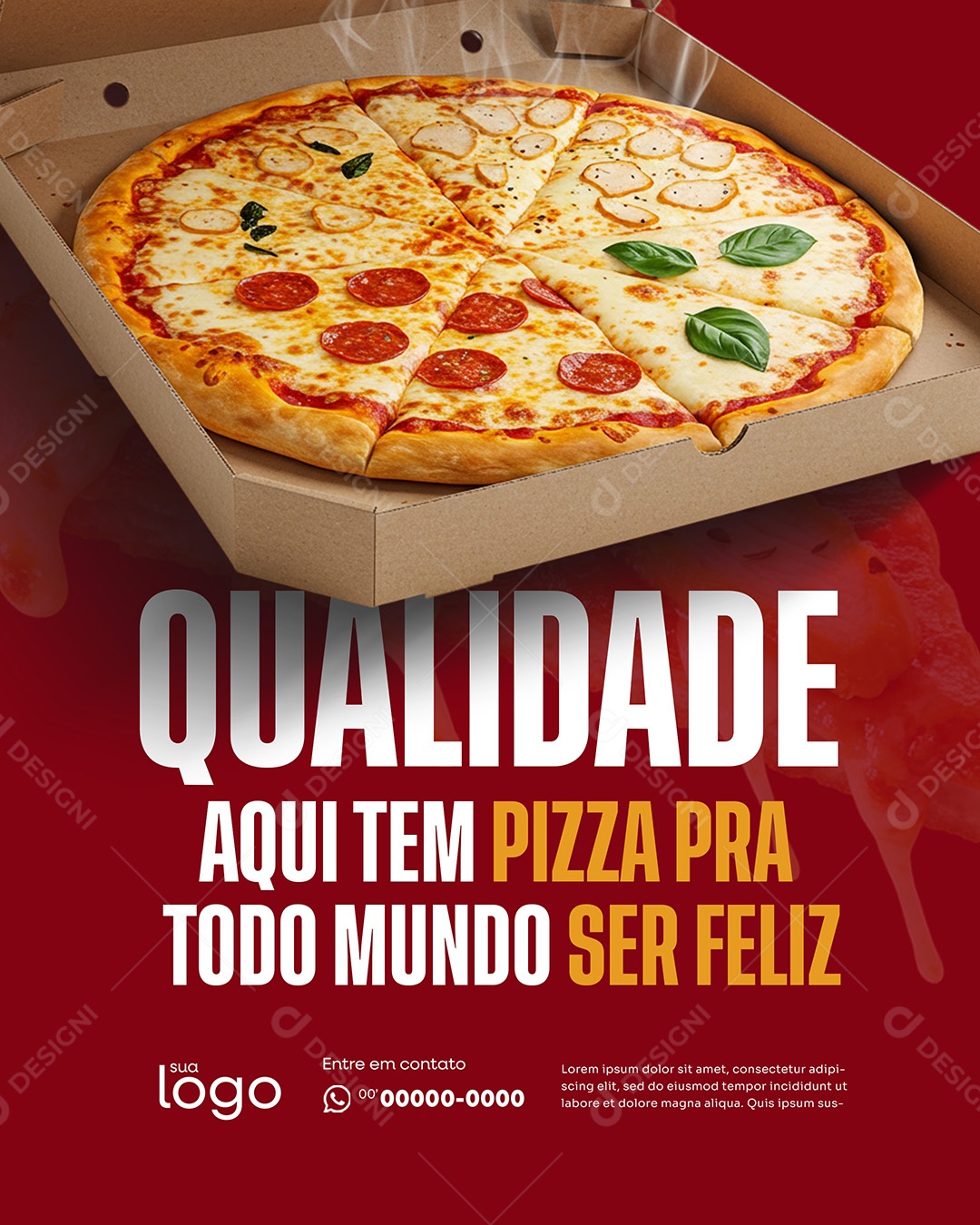 Hoje é Dia de Pizza Pizzaria Social Media PSD Editável