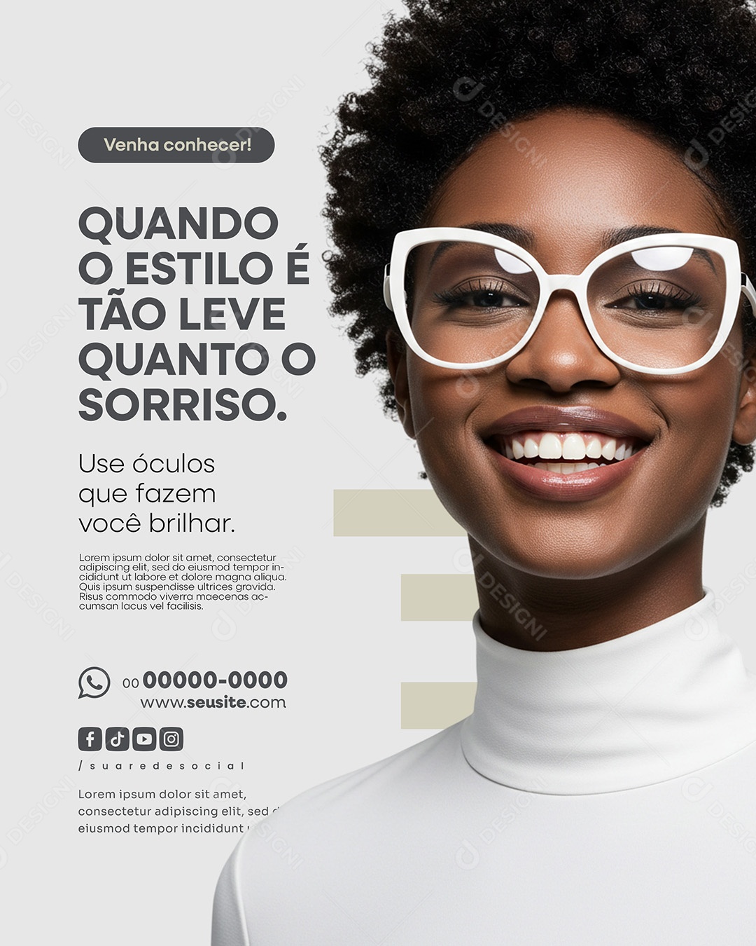 Ótica Quando O Estilo É Tão Leve Quanto O Sorriso Social Media PSD Editável