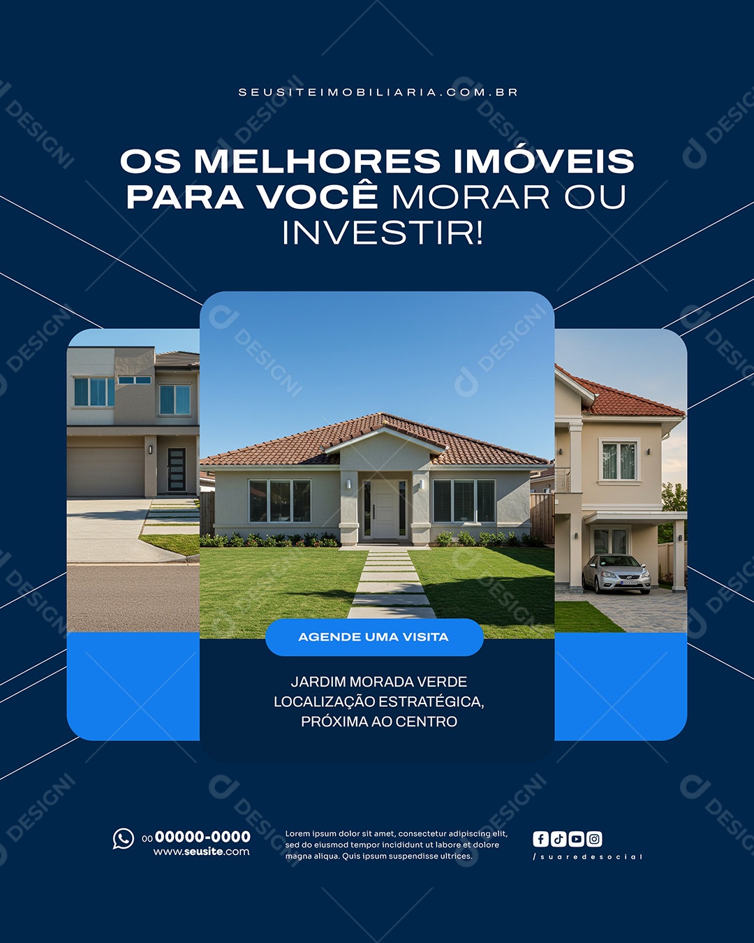 Empresa Engenharia Os Melhores Imóveis Social Media PSD Editável