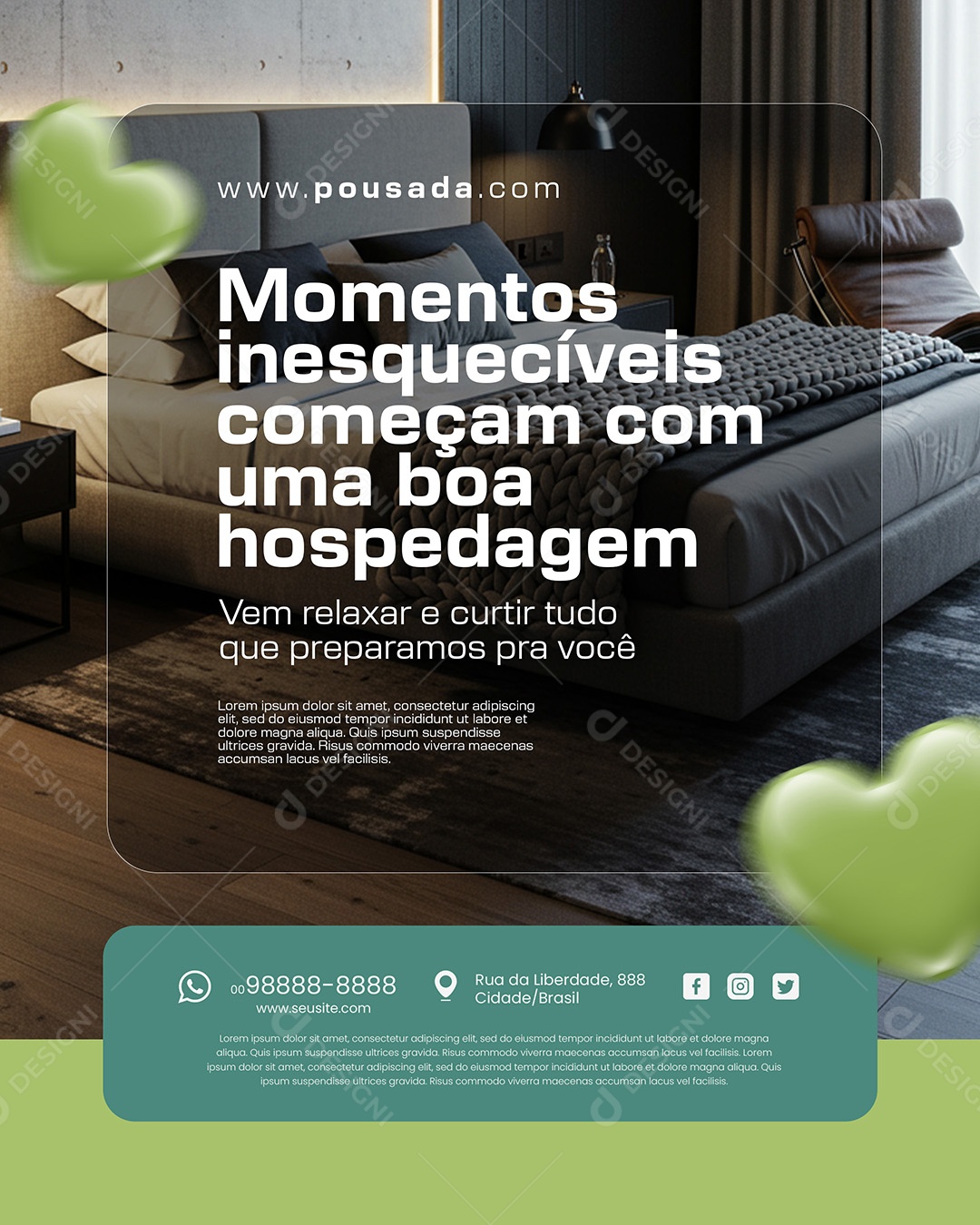 Momentos Inesqueciveis Hotel Social Media PSD Editável