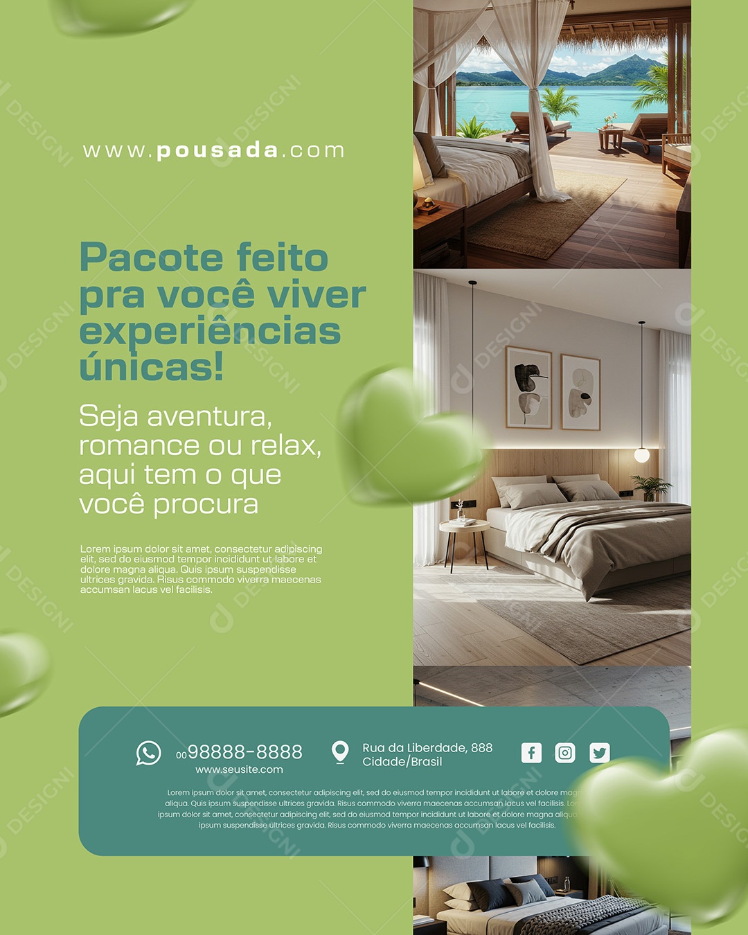 Pacote Feito Hotel Social Media PSD Editável