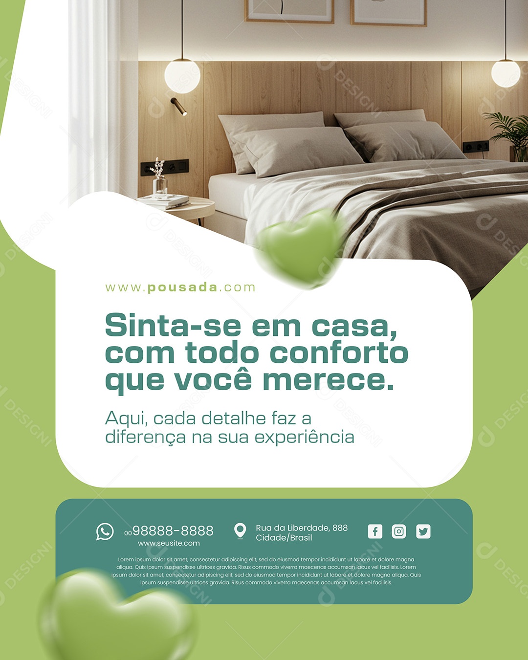 Conforto Que Voçê Merece Hotel Social Media PSD Editável