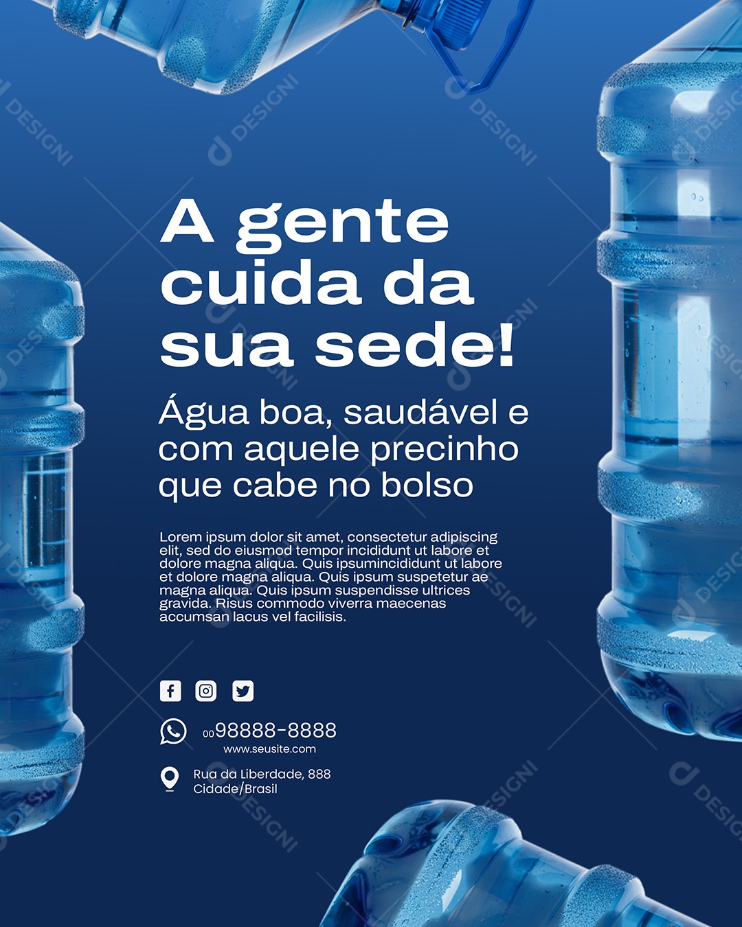 Distribuidora de Água A Gente Cuida Da Sua Sede! Social Media PSD Editável