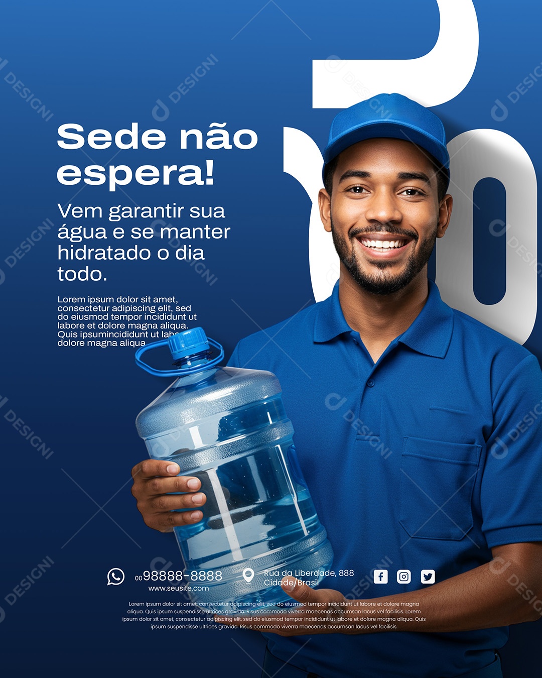 Distribuidora de Água Sede Não Espera! Social Media PSD Editável