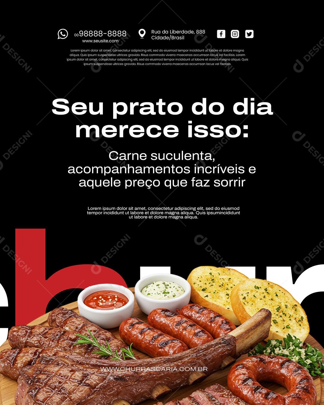 Churrascaria Churrasco Bom se Vive Junto Social Media PSD Editável