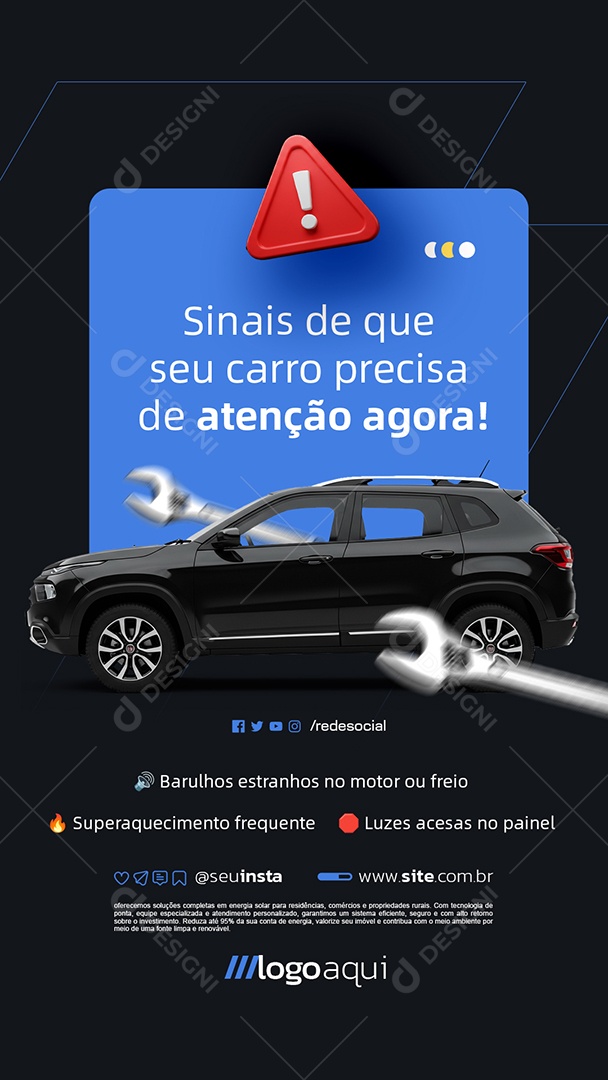 Story Oficina Sinais de Que Seu Carro Precisa de Atenção Agora Social Media PSD Editável