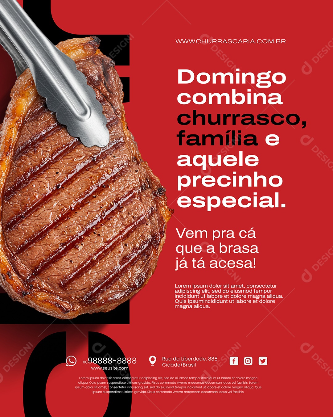 Domingo Combina Familia Churrasco Social Media PSD Editável
