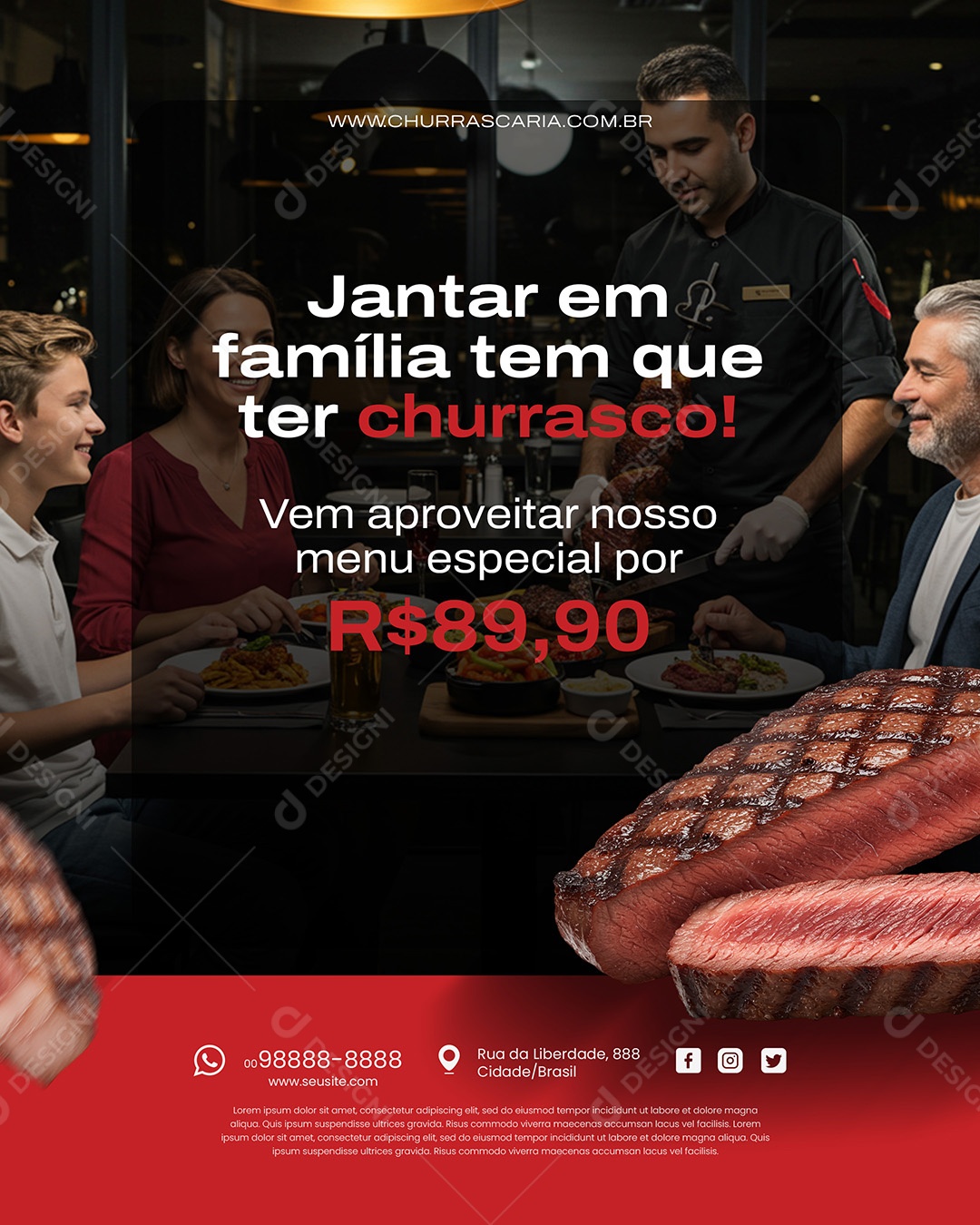 Jantar Em Familia Tem Que Ter Churrasco Social Media PSD Editável