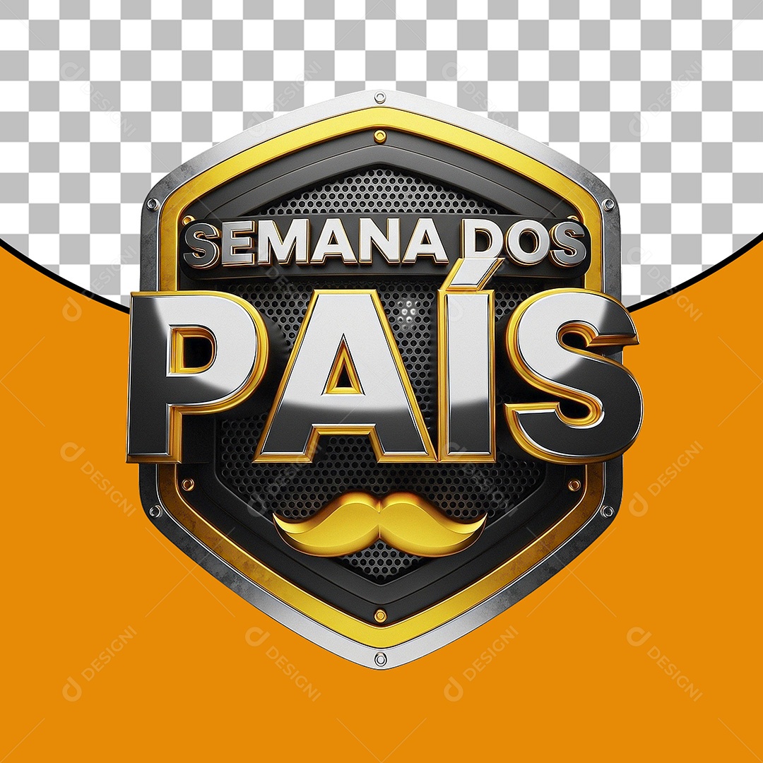 Semana dos Pais Selo 3D para Composição PSD