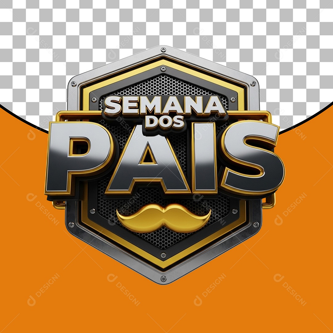 Semana dos Pais Selo 3D para Composição PSD