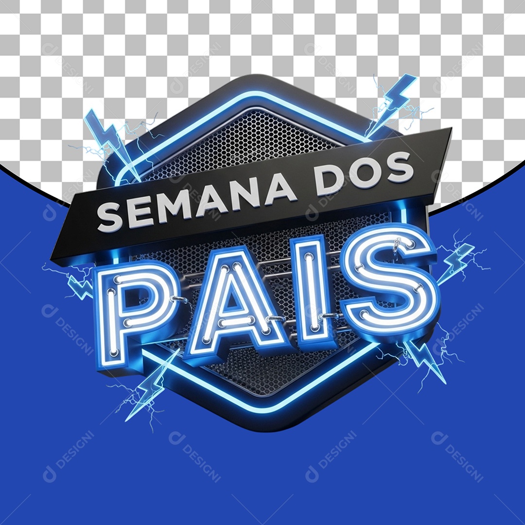 Semana dos Pais Selo 3D para Composição PSD