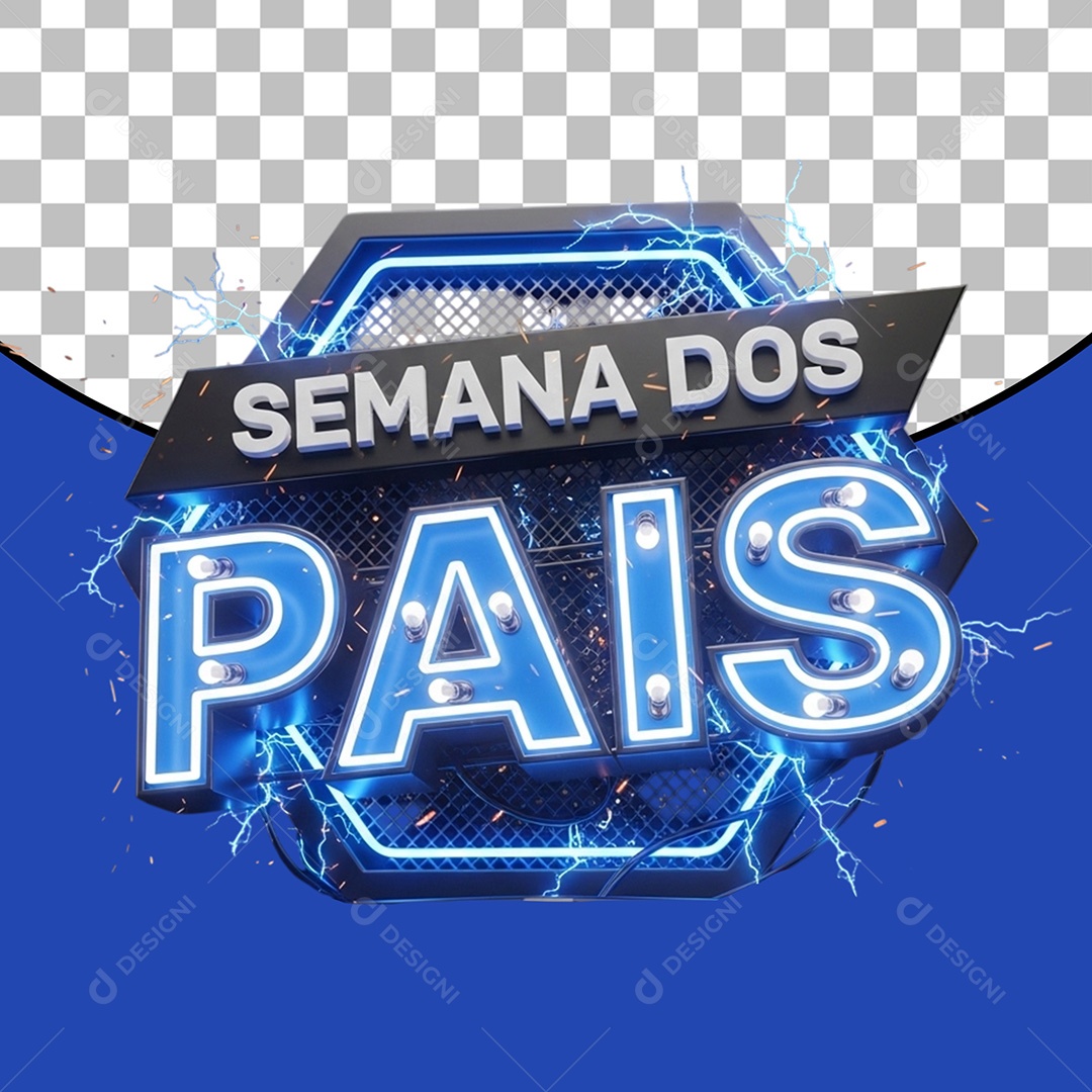 Semana dos Pais Selo 3D para Composição PSD