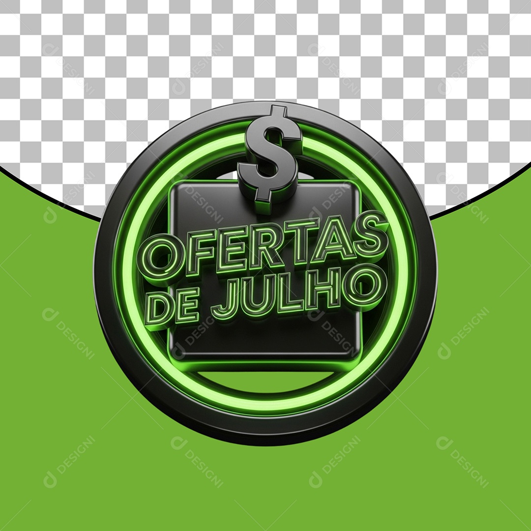 Julho de Ofertas Selo 3D para Composição PSD