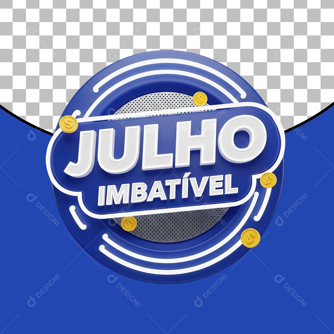 Julho Imbatível Selo 3D para Composição PSD