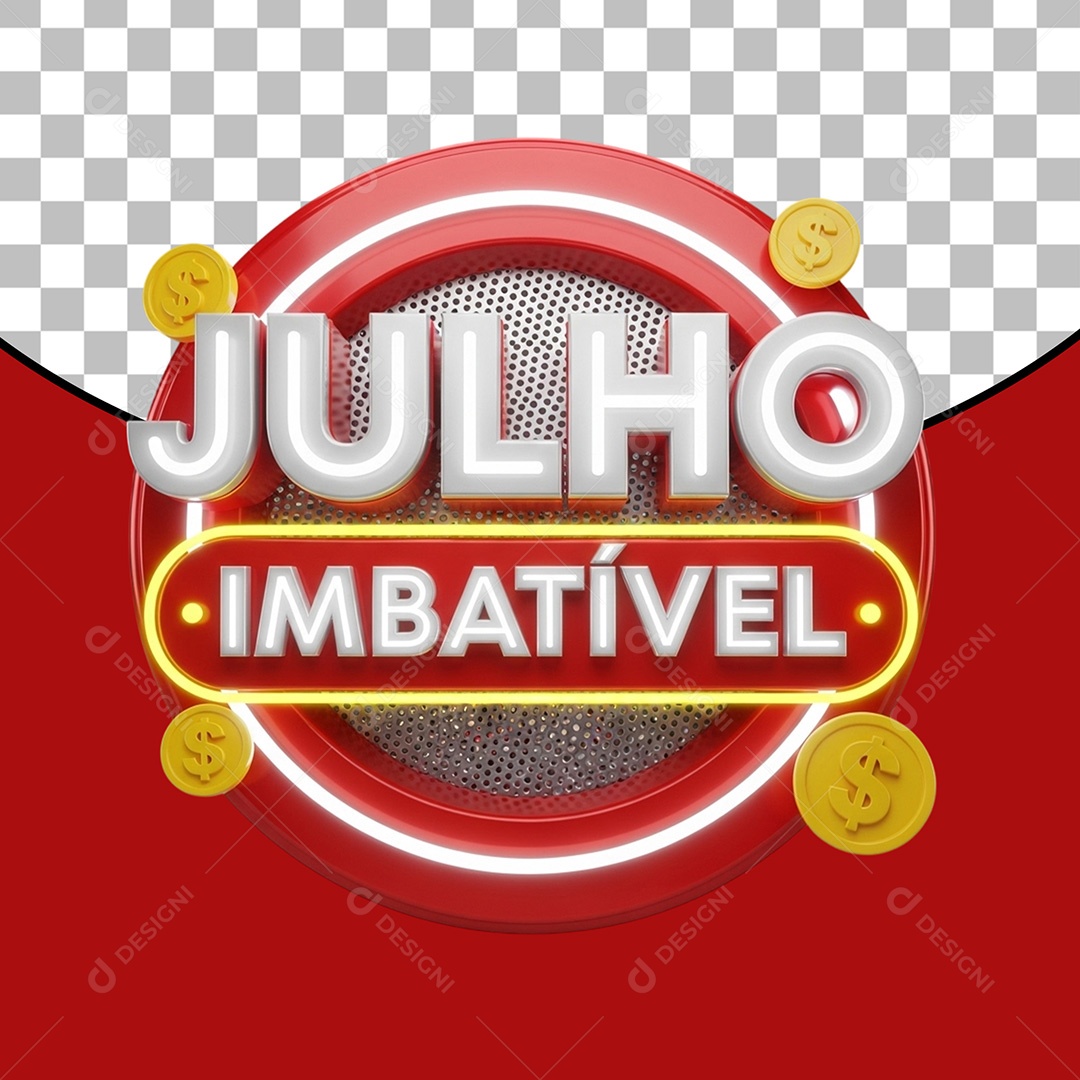 Julho Imbatível Selo 3D para Composição PSD