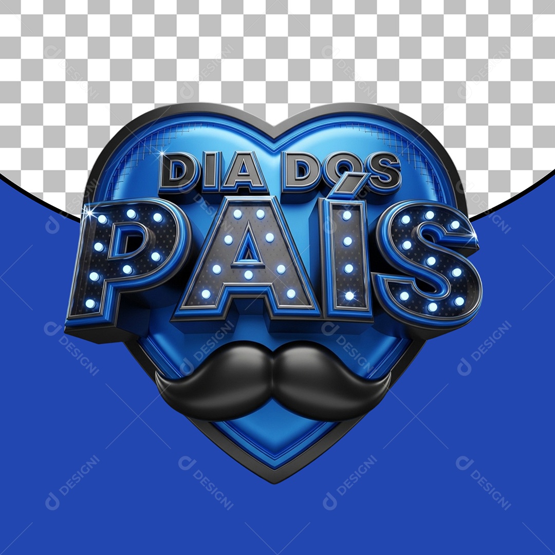 Dia dos Pais Selo 3D para Composição PSD