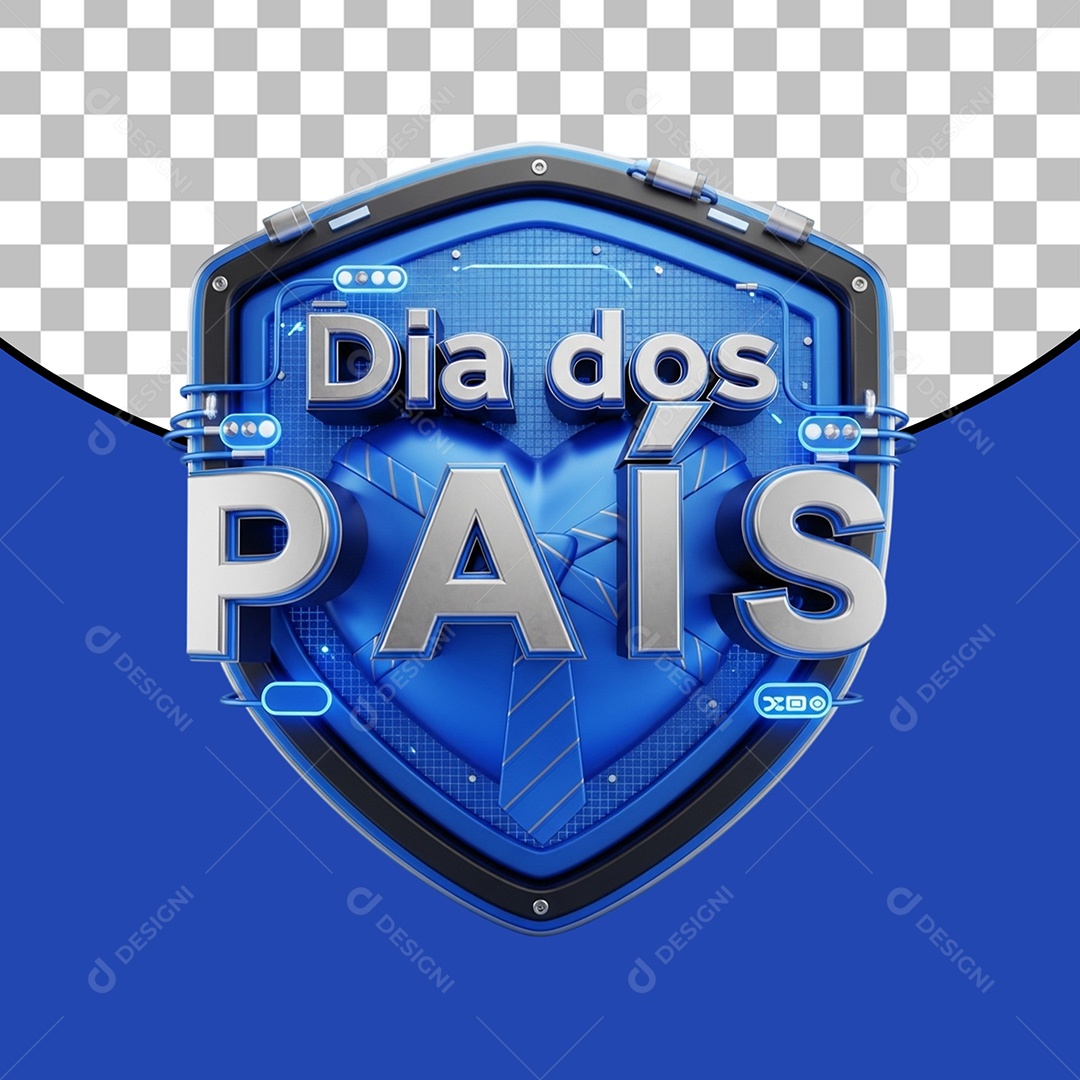 Dia dos Pais Selo 3D para Composição PSD