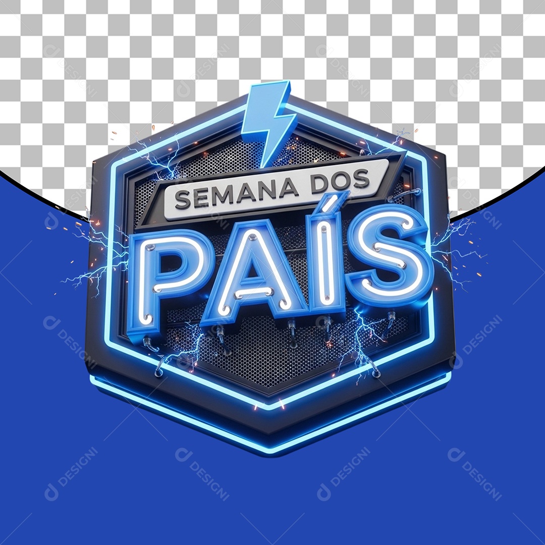 Semana dos Pais Selo 3D para Composição PSD