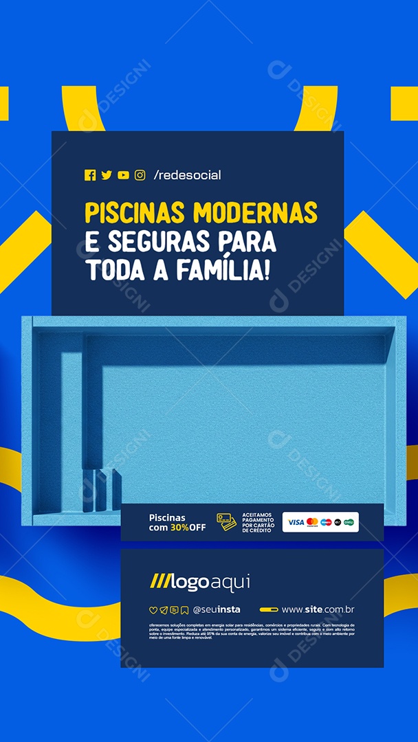 Story Piscinas Modernas e Seguras para Toda a Família Social Media PSD Editável