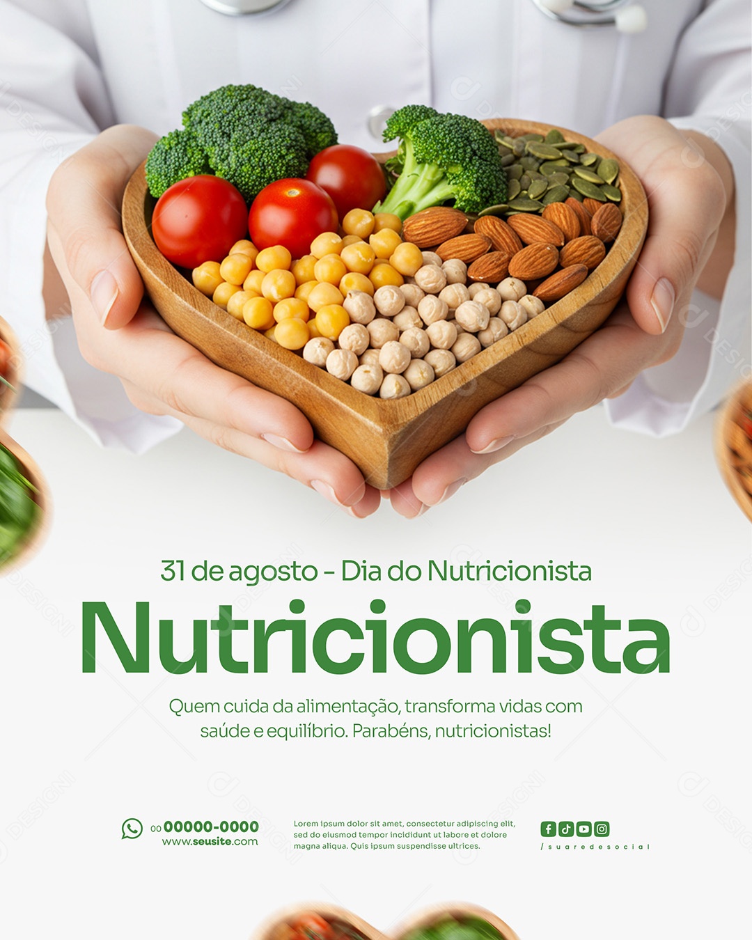 Dia Do Nutricionista 31 De Agosto Parabéns Social Media PSD Editável