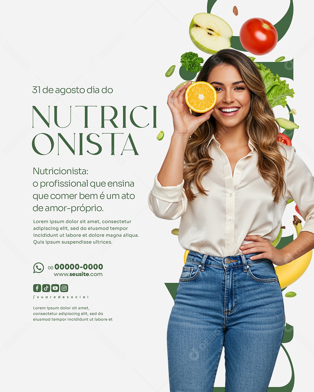 Dia Do Nutricionista 31 De Agosto Parabéns Social Media PSD Editável