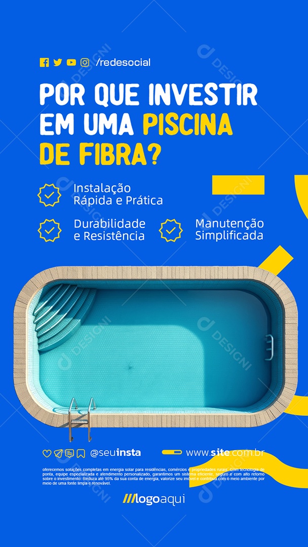 Story Por Que Investir em Uma Piscina de Fibra Social Media PSD Editável