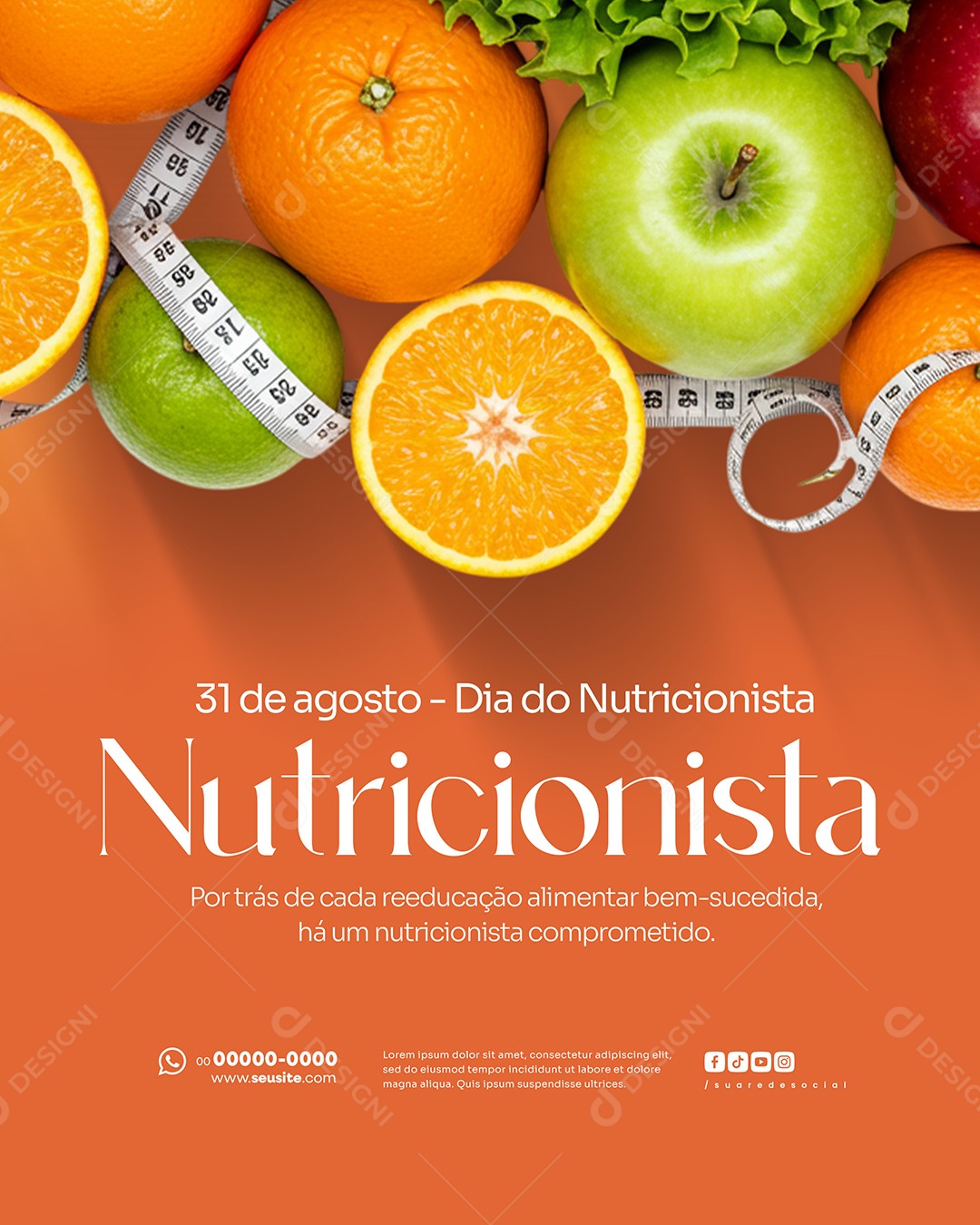 Dia Do Nutricionista 31 De Agosto Parabéns Social Media PSD Editável