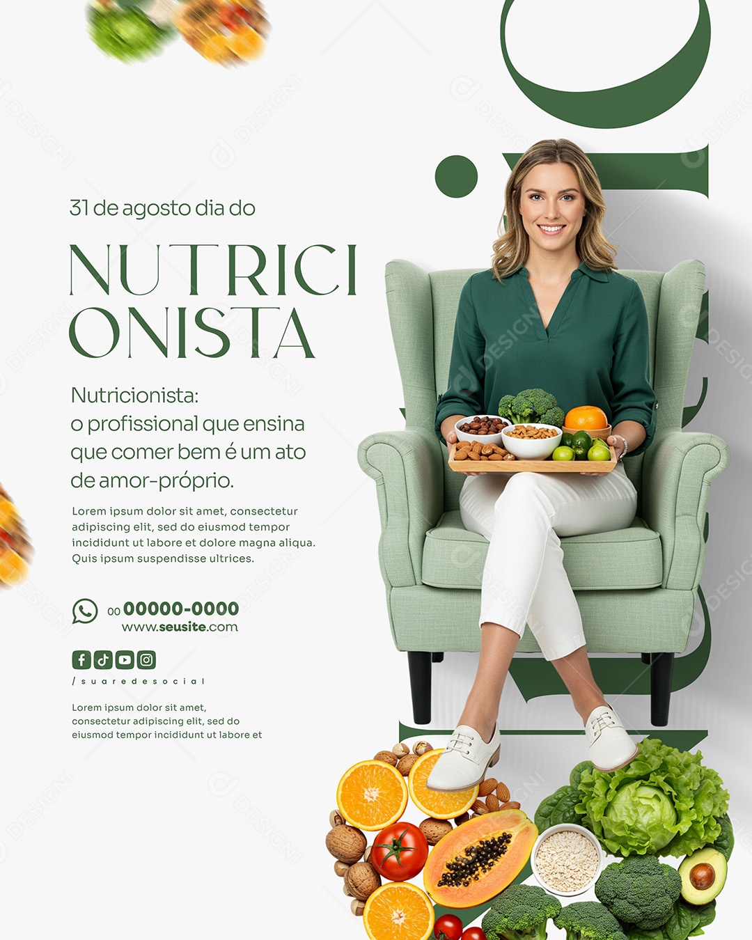 Dia Do Nutricionista 31 De Agosto Parabéns Social Media PSD Editável