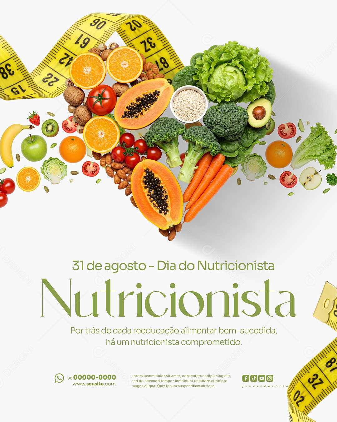 Dia Do Nutricionista 31 De Agosto Parabéns Social Media PSD Editável