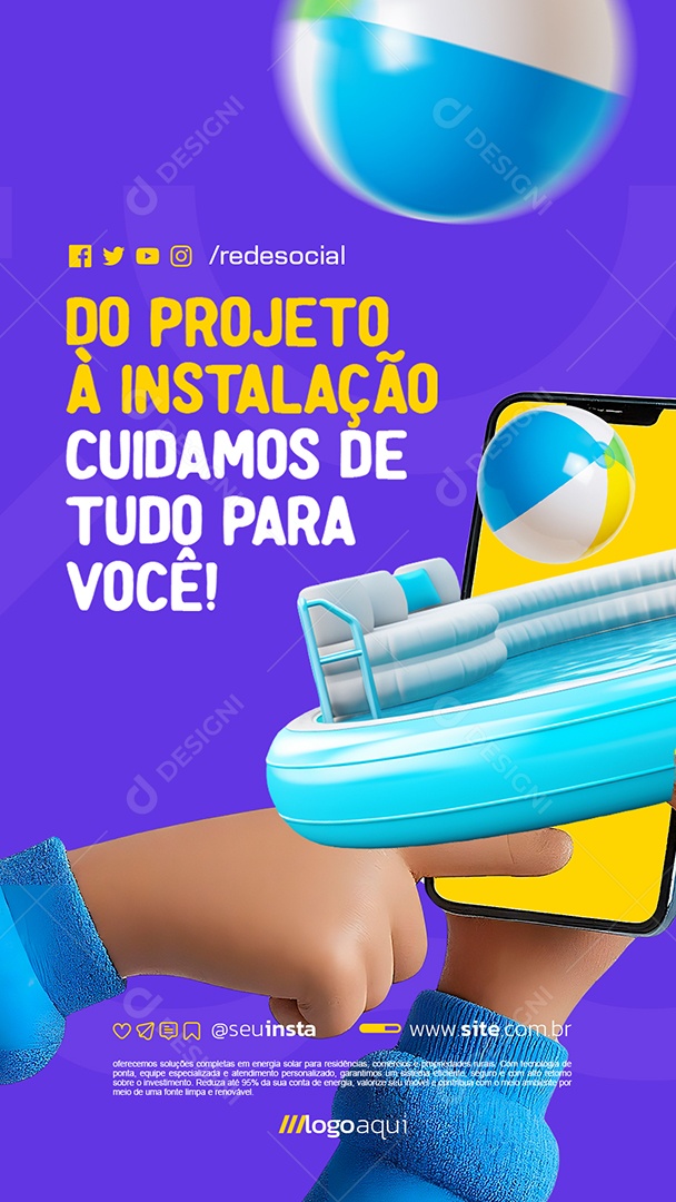Story Piscina Do Projeto à Instalação Social Media PSD Editável