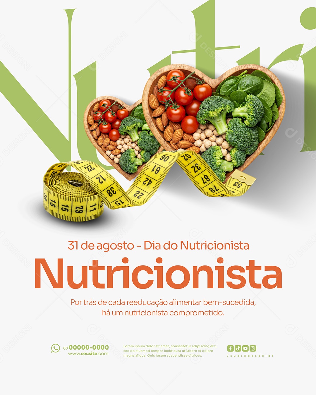 Dia Do Nutricionista 31 De Agosto Parabéns Social Media PSD Editável