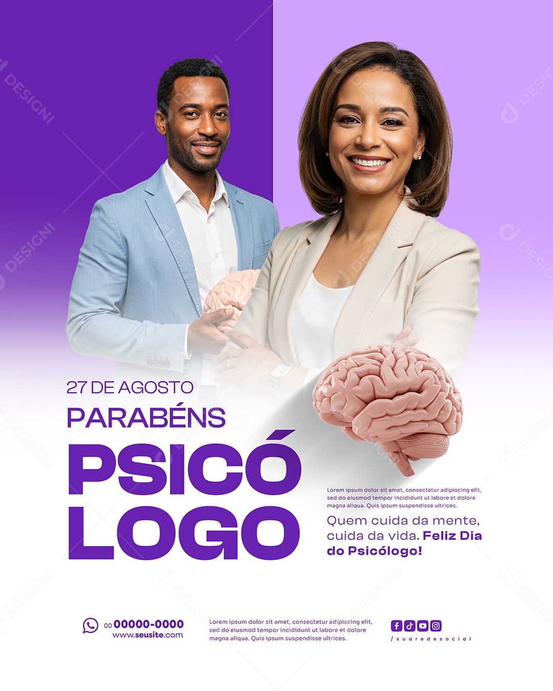 Dia Do Psicólogo Parabéns Social Media PSD Editável