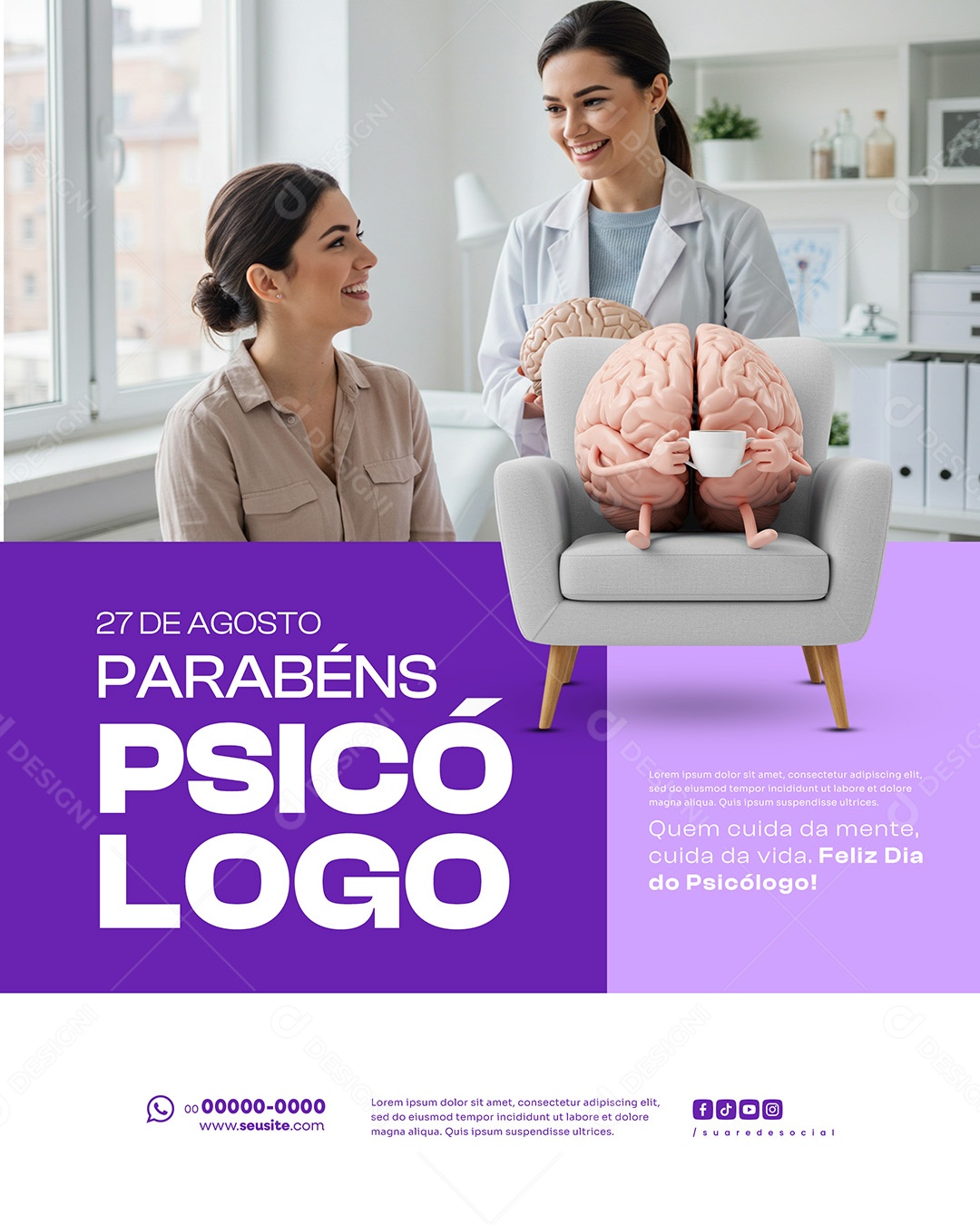 Dia Do Psicólogo Parabéns Social Media PSD Editável