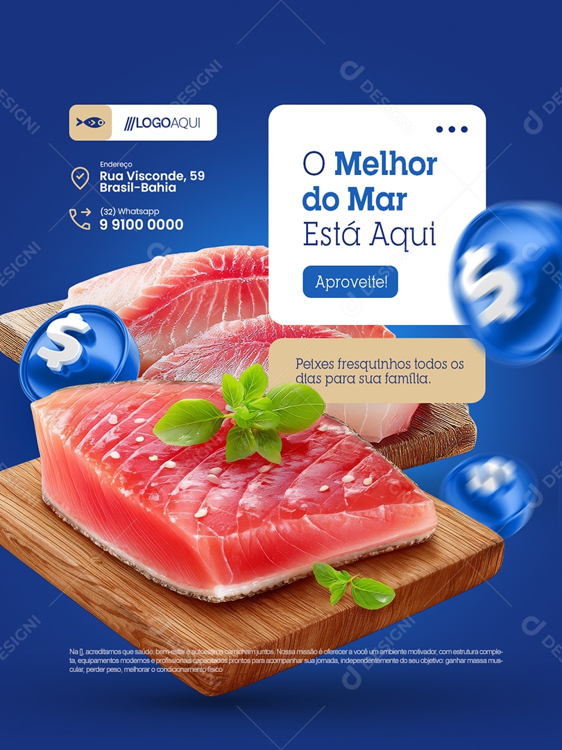 Peixaria O Melhor do Mar Está Aqui Social Media PSD Editável