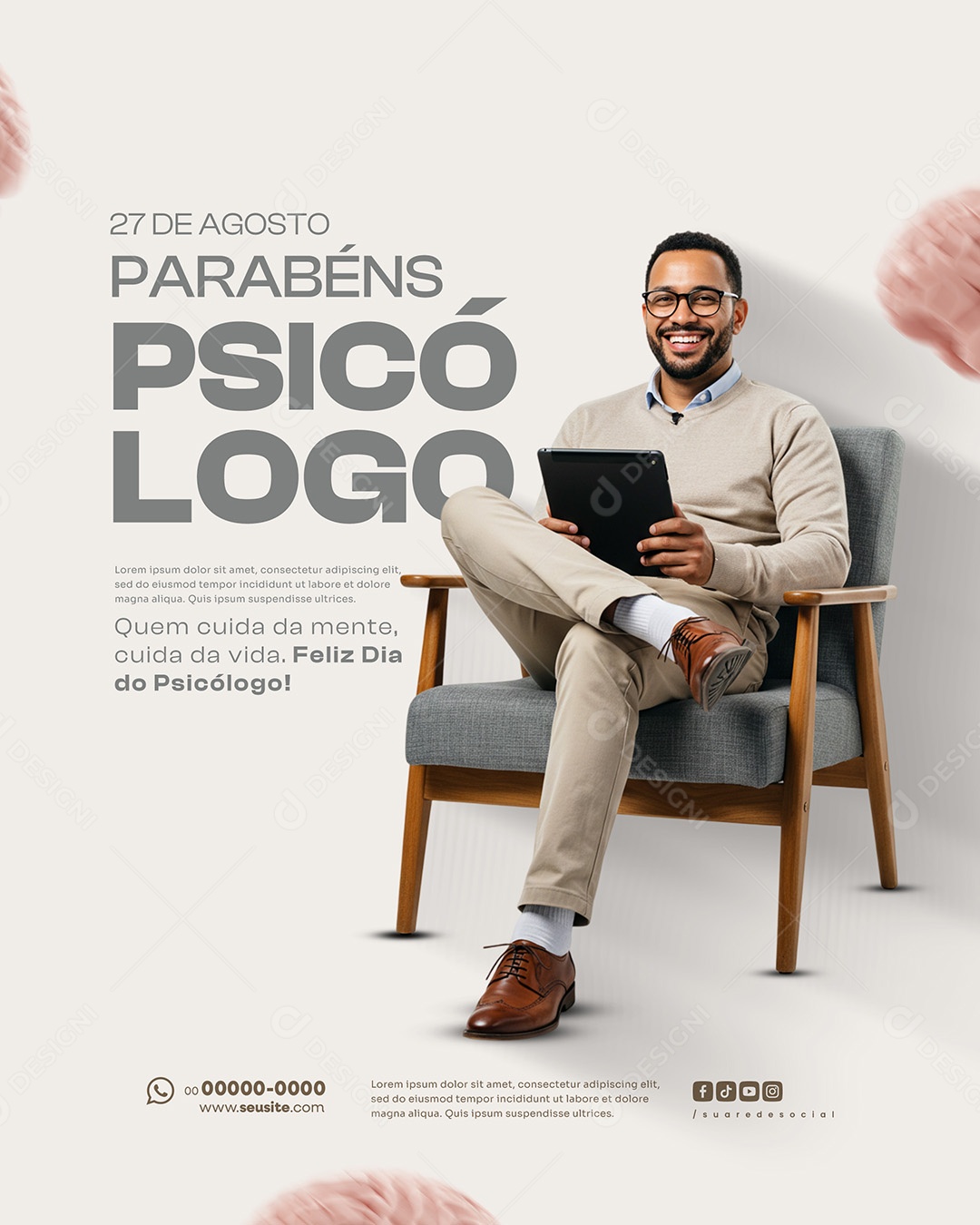 Dia Do Psicólogo Parabéns Social Media PSD Editável