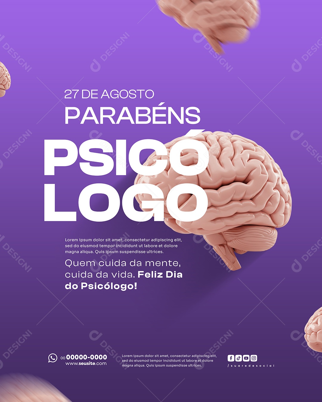 Dia Do Psicólogo Parabéns Social Media PSD Editável