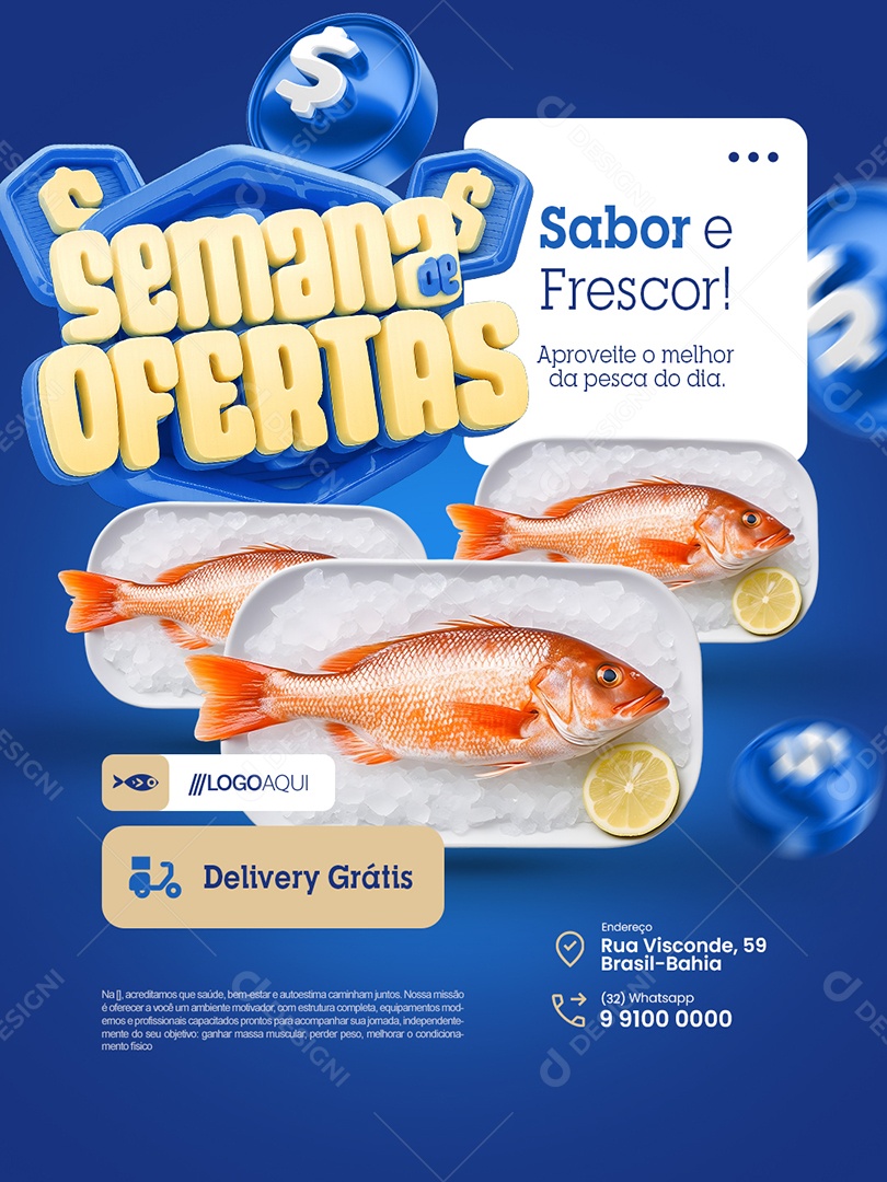 Peixaria Semana de Ofertas Sabor Frescor Social Media PSD Editável