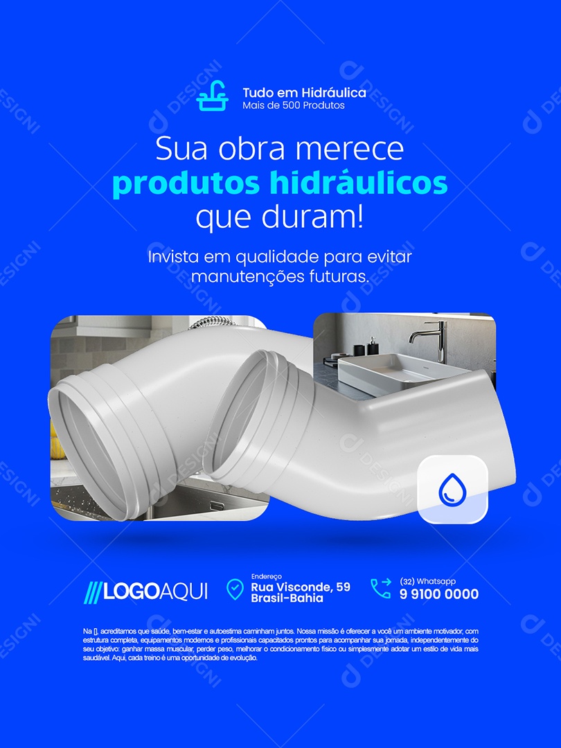 Sua Obra Merece Produtos Hidráulicos Que Duram Social Media PSD Editável
