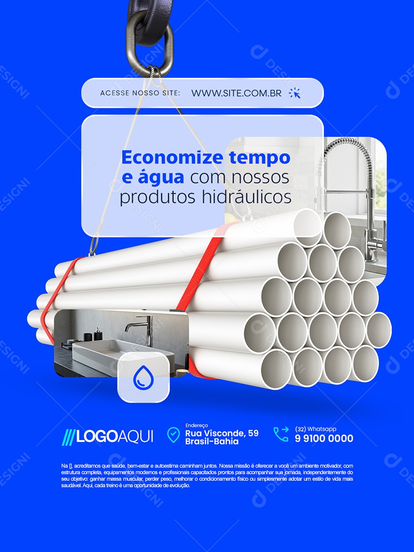 Hidráulicos Economize Tempo e Água Social Media PSD Editável