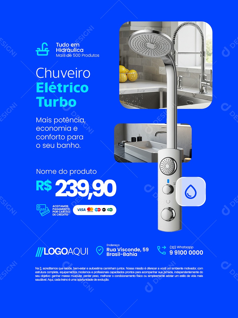 Hidráulicos Chuveiro Elétrico Turbo Social Media PSD Editável