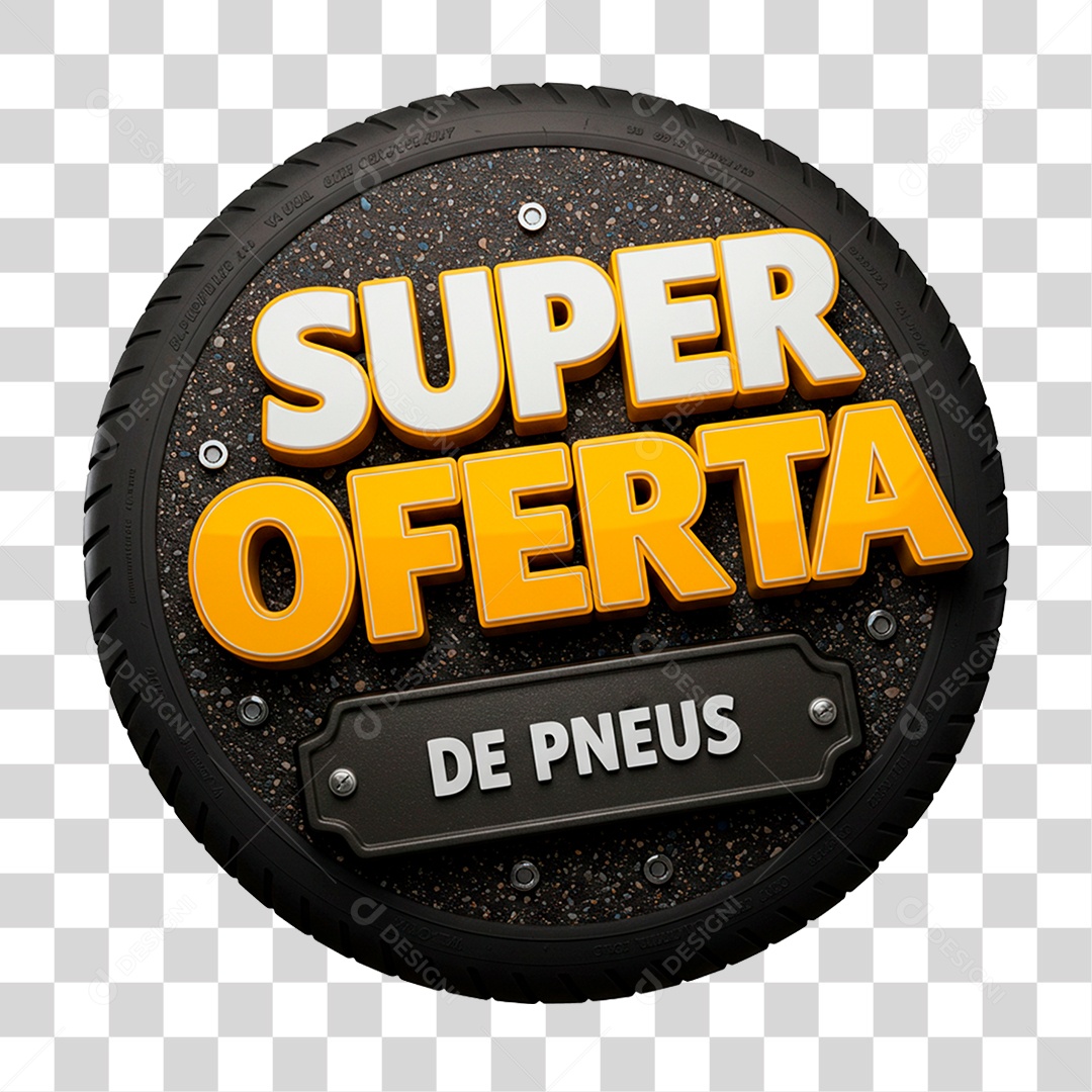 Selo 3D Super Oferta de Pneus PNG Transparente