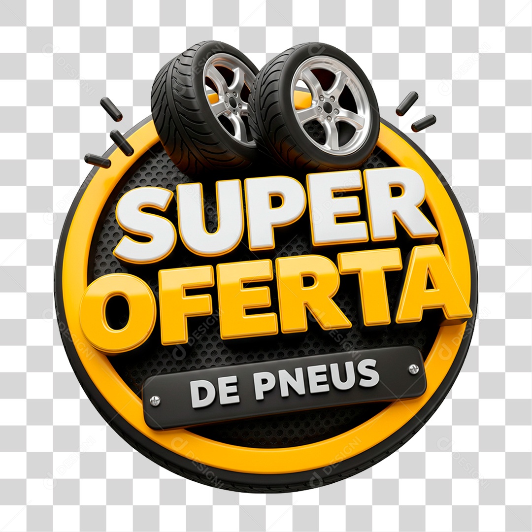 Selo 3D Super Oferta de Pneus PNG Transparente