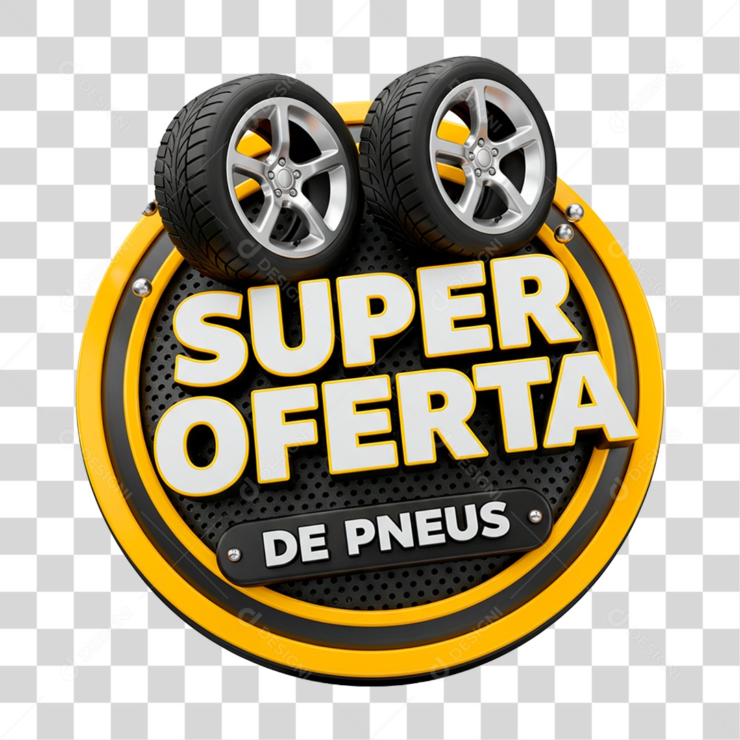 Selo 3D Super Oferta de Pneus PNG Transparente
