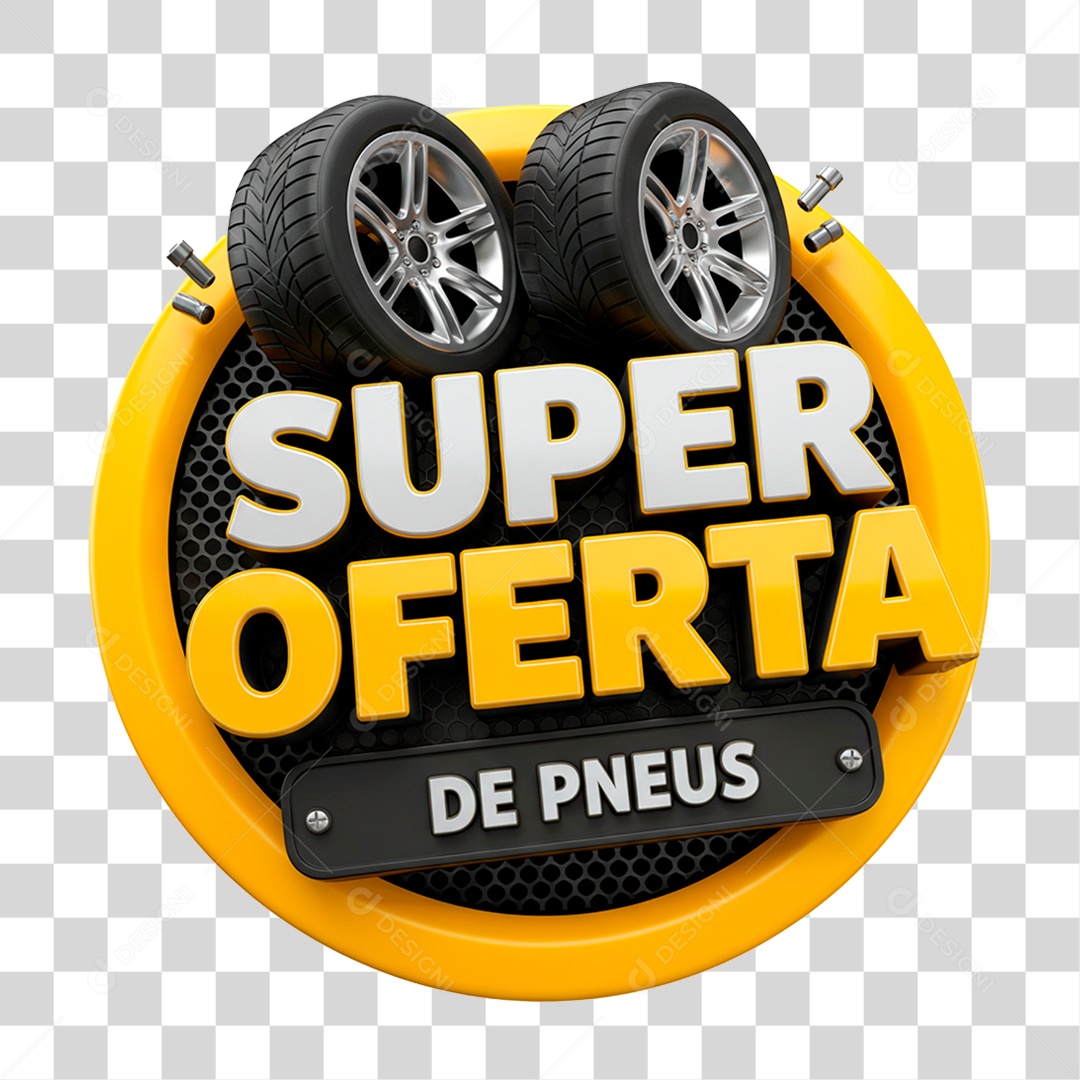 Selo 3D Super Oferta de Pneus PNG Transparente